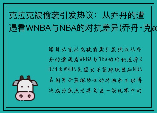 克拉克被偷袭引发热议：从乔丹的遭遇看WNBA与NBA的对抗差异(乔丹·克拉克)